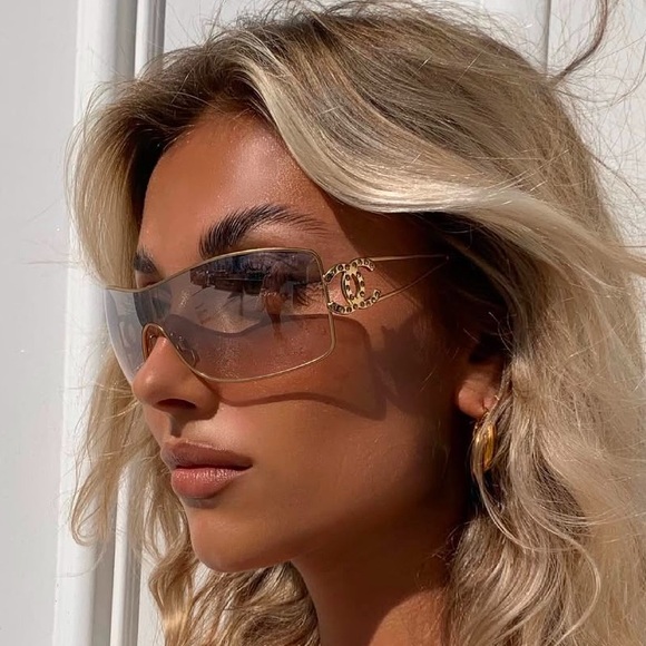 LIKE NEW💫RARE Chanel Authentic Gold CC crystal rimless sunglasses - Picture 2 of 13